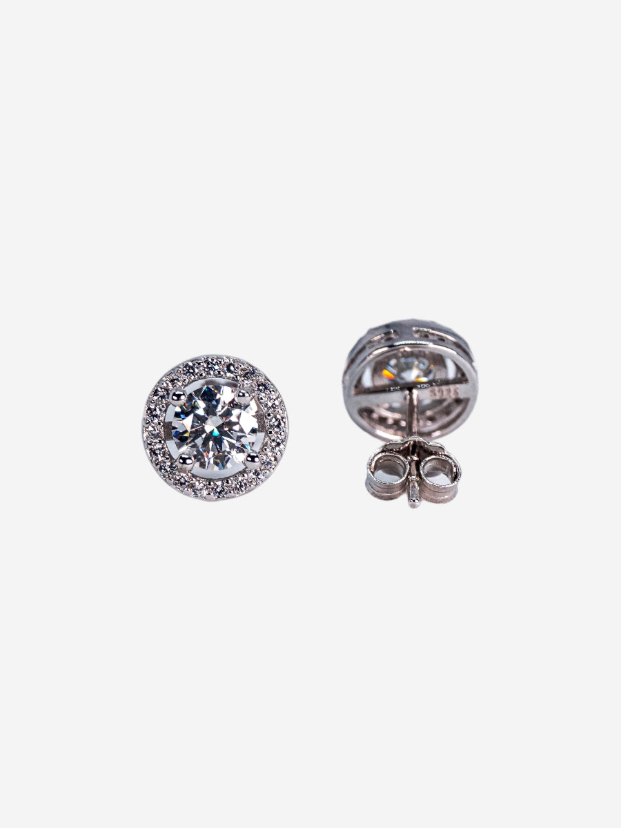 925 Sterling Silver Moissanite Round Earring – Jewelwrld