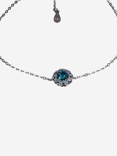 925 Sterling Silver Moissanite Blue Adjustable Bracelet