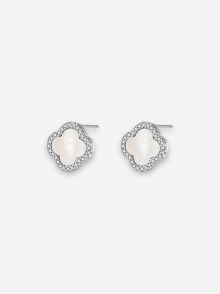 Clover Earring Silver - Pearl