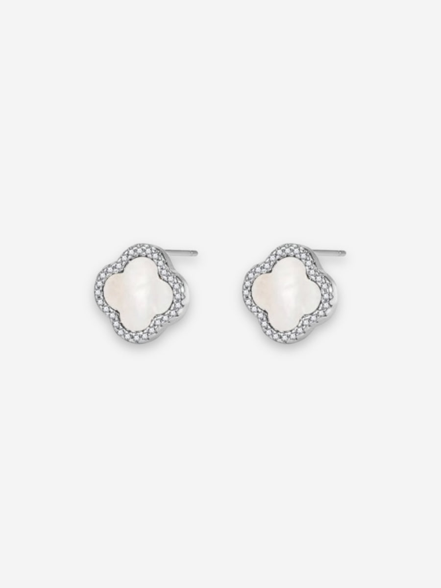 Clover Earring Silver - Pearl