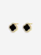 Load image into Gallery viewer, Clover Earring Silver - Gold &amp; Black
