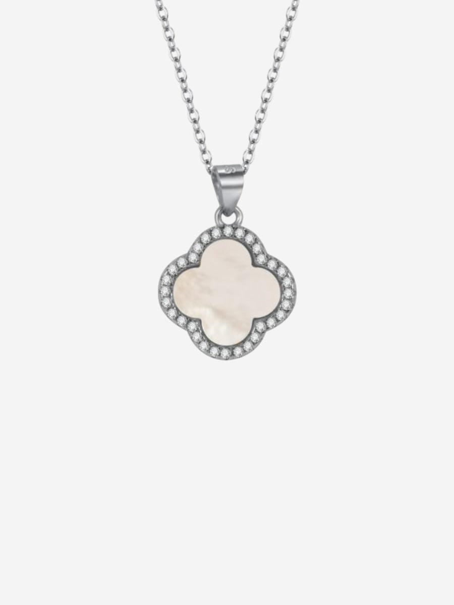 Clover Necklace Silver - Pearl