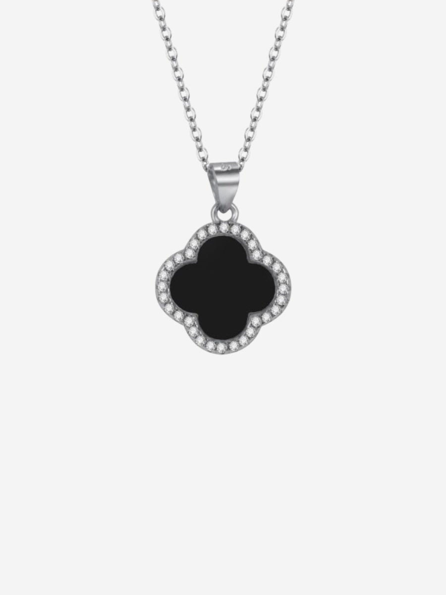 Clover Necklace Silver - Black