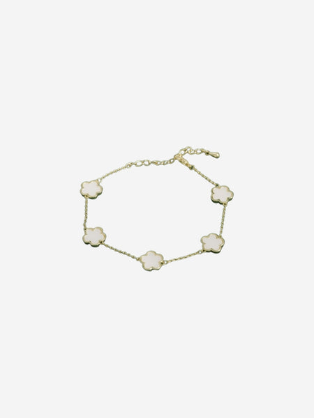 5 Leaf Clover Bracelet - White