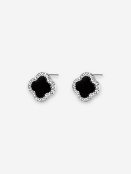 Clover Earring Silver - Black