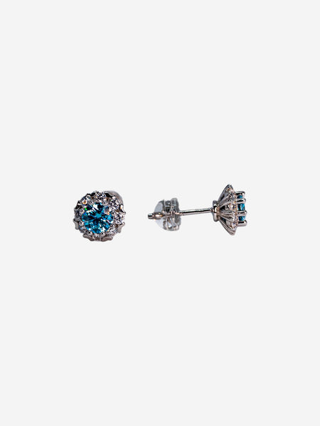 925 Sterling Silver Moissanite Blue Earring