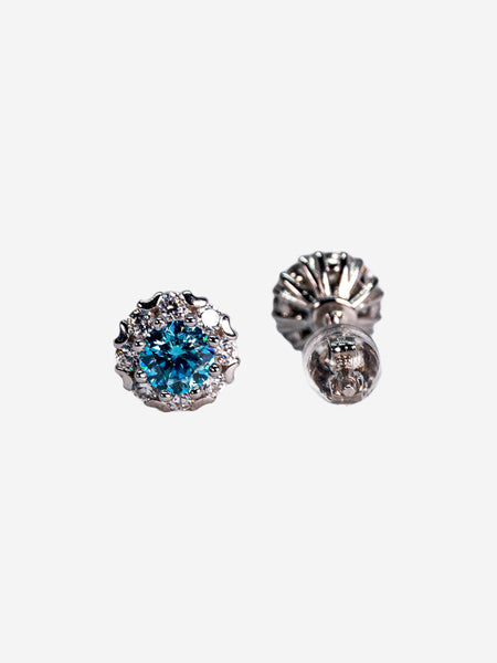 925 Sterling Silver Moissanite Blue Earring