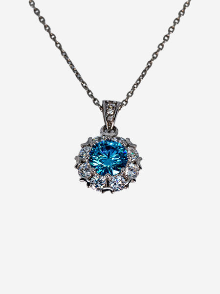 925 Sterling Silver Blue Moissanite Necklace