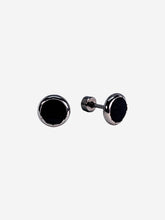 Load image into Gallery viewer, Round Silver Earring Black
