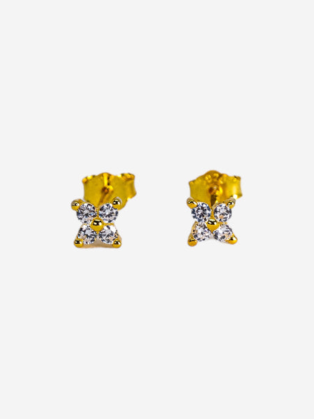 925 Sterling Silver Flower Stud Earrings Gold