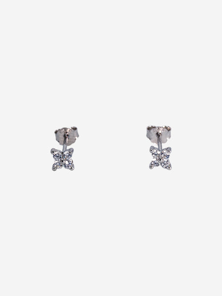 925 Sterling Silver Flower Stud Earrings Silver