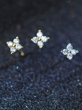 Load image into Gallery viewer, 925 Sterling Silver Flower Stud Earrings Gold
