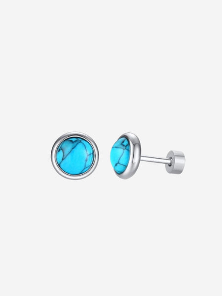 Round Silver Earring Turquoise