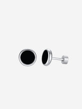 Load image into Gallery viewer, Round Silver Earring Black
