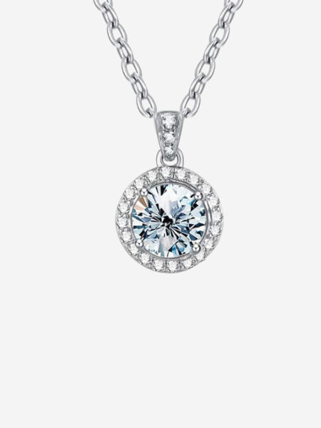 925 Sterling Silver Moissanite Round Dainty Necklace