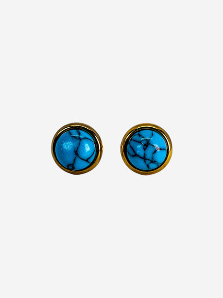 Round Gold Earring Turquoise