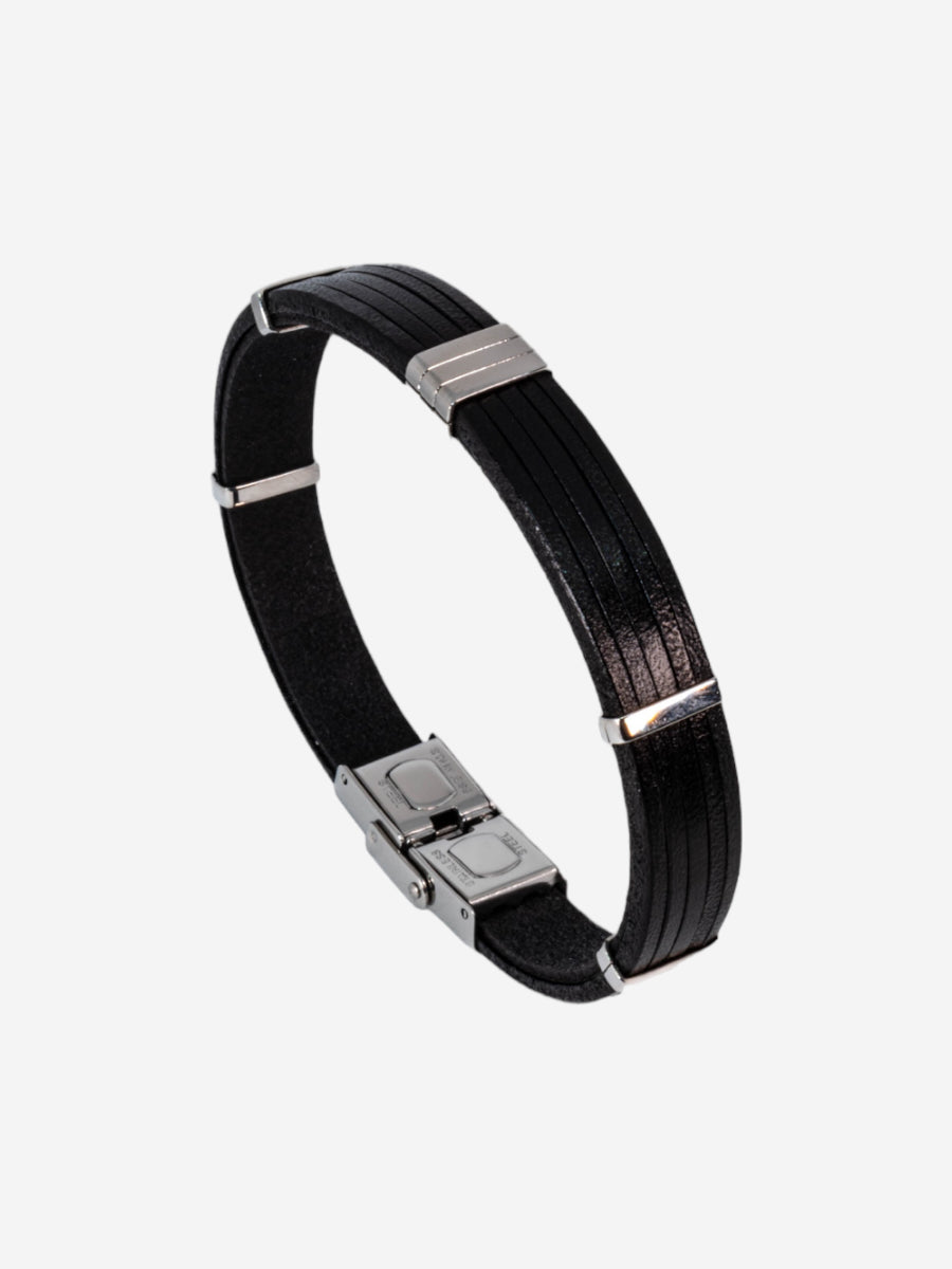 Leather Bracelet With Steel